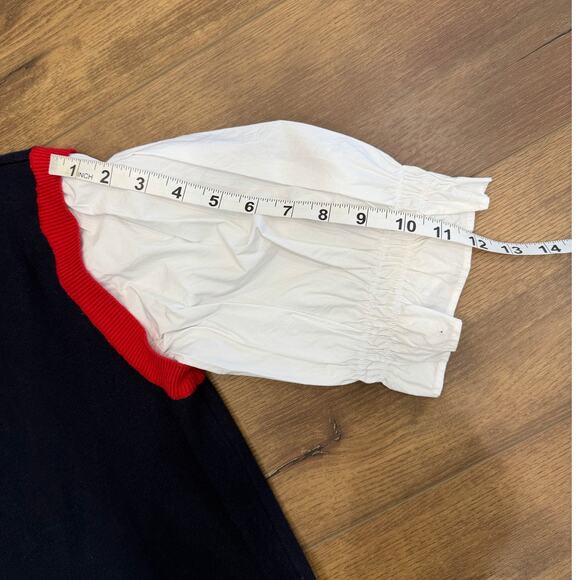 Anthropologie Layered Poplin Sweater Top in Navy Blue size Large - Picture 9 of 9